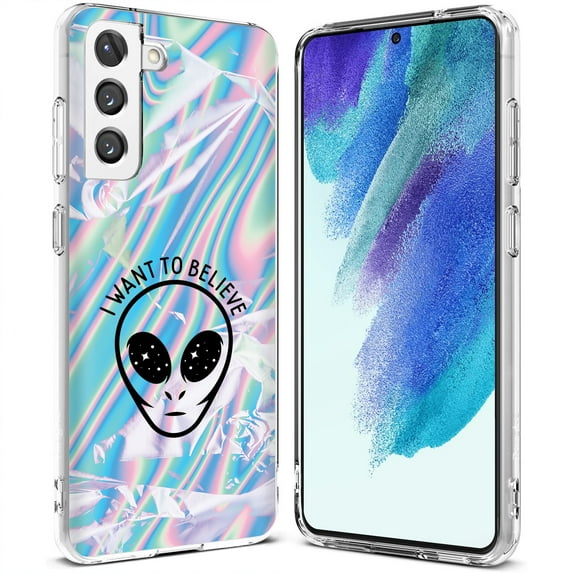 TalkingCase Slim Case Compatible for Samsung Galaxy S21 FE 5G (Fan Edition), Believe Alien Print, Lightweight, Flexible, Soft, USA