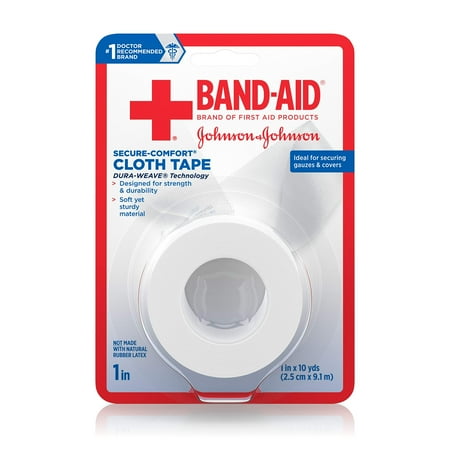 Band-Aid Brand First Aid Medical Tough Cloth Tape, 1 in by 10 yd (Pack of 2)