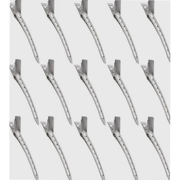 3.5 Inch Duck Bill Hair Clips - Silver Hair Sectioning Clips Metal Alligator Curl Clips Crocodile Clips Hair Styling DIY Clip with Holes