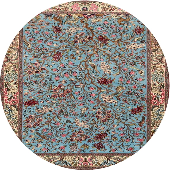 Ahgly Company Machine Washable Indoor Round Traditional Dark Goldray Area Rugs, 4' Round