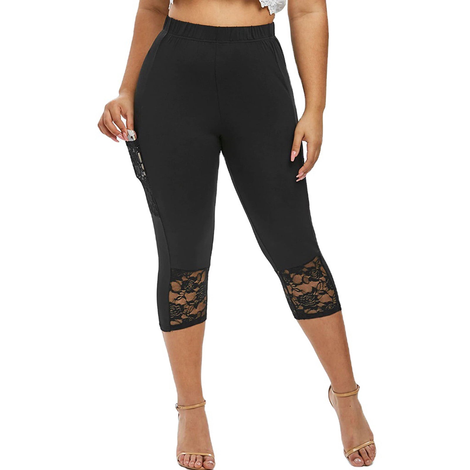 HoWD Women Slim Capri Pants Lace 