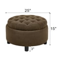 thumbnail image 6 of CQSXDA Versatile Upholstered 25 Inch Round Ottoman with Removable Top and Tray for Coffee Table Use in Living Rooms and Bedrooms, Coffee, 6 of 9