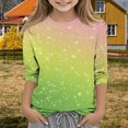 thumbnail image 2 of KAUOD Teen Girls Sequins Shirt 3/7 Sleeve Crew Neck Soft Tshirts Clothes Kids Lightweight Fit Cotton Pullover Tops Outfits, 2 of 5