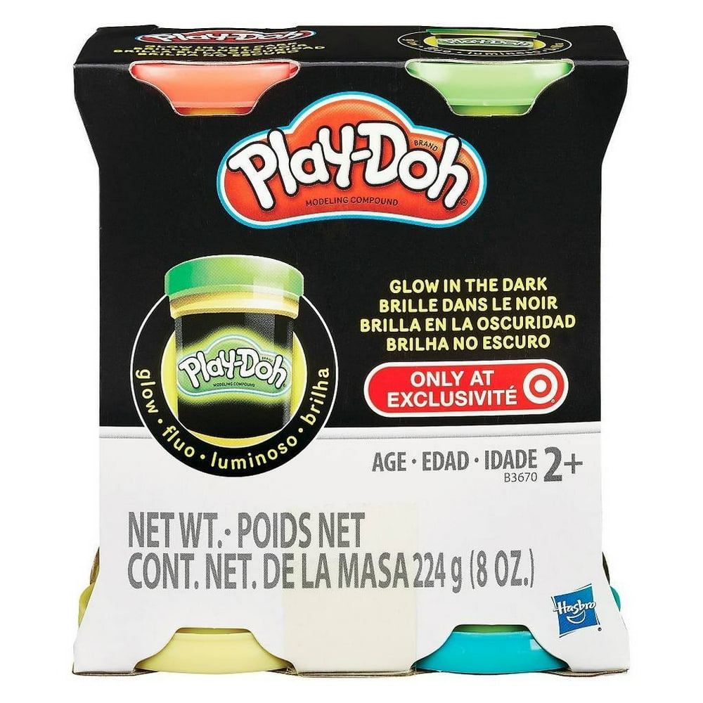 PlayDoh Set For Kids Glow In The Dark 4 Tubes