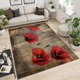 thumbnail image 3 of Area Rugs 3x5 ft Retro Red Poppy Flower Stain Resistant Washable Rug, Machine Washable Rug with Non-Slip, Area Rug for Living Room Bedroom Dining Home Office, Brown 5, 3 of 7