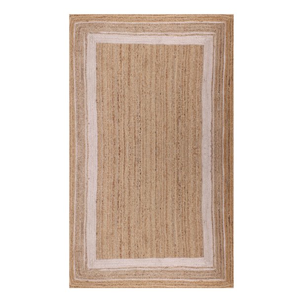 Handmade Geometric Beige Jute Rug Home Decor Dining Room Carpet Stair