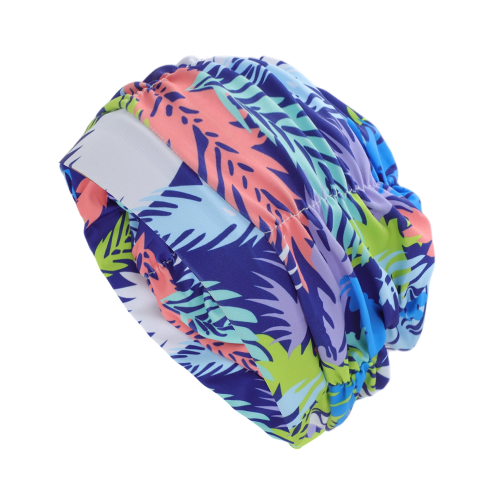 Unique Bargains 1Pc Breathable Pleated Style Swimming Cap Blue White