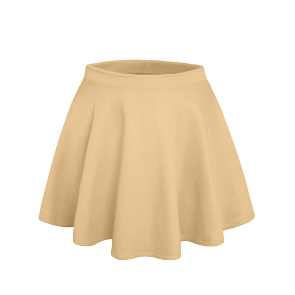 J. METHOD Women’s Skater Skirt Elastic Waist Casual Mini Flared Swing Pleated Skirts Made in USA NEWSK06 Beige S