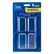 Clearly Superior Multi-Use Bumper Guards - Med 8 Pack Rectangle 2" x 1" x .2" - Protects & Quiets Contact from Furniture, Doors, Dressers, & Appliances - Reusable & Easy to Apply Polymer Gel Bumper