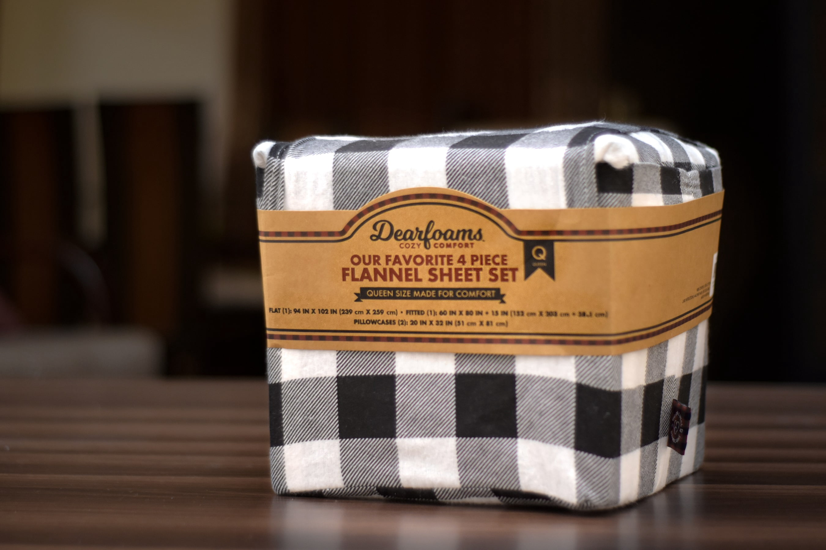 Dearfoams 100% Cotton Flannel Super Soft Sheet Sets, Buffalo Check White, Queen