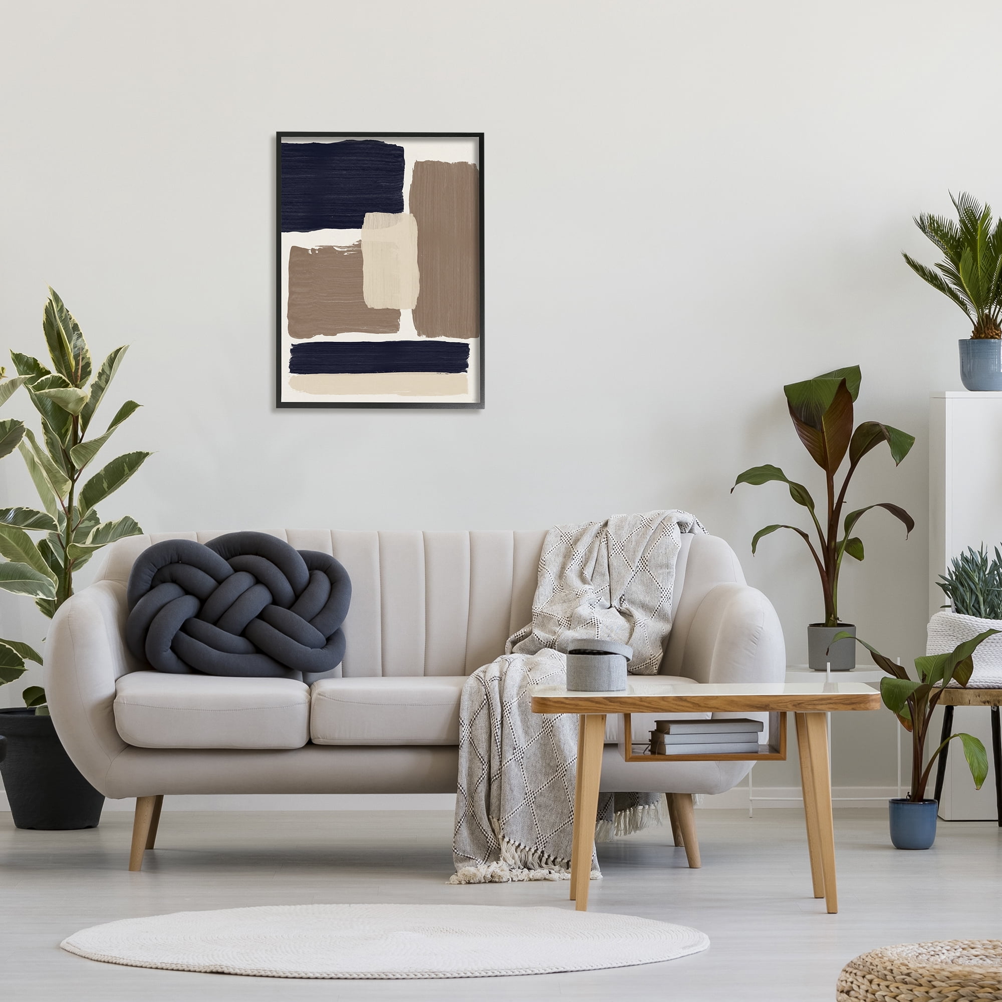 Stupell Industries Black & Brown Squares Abstract Painting Black Framed Art Print Wall Art, 24 x 30