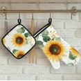 thumbnail image 4 of Yellow Sunflower Oven Mitts and Pot Holders Set of 2, Heat Resistant Oven Mitts Kitchen Oven Glove for Cooking, Baking, 4 of 6