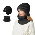 thumbnail image 1 of Winter Unisex Knitted Hat Scarf Set Warm Lined Ear Cold Weather Accessories, 1 of 3