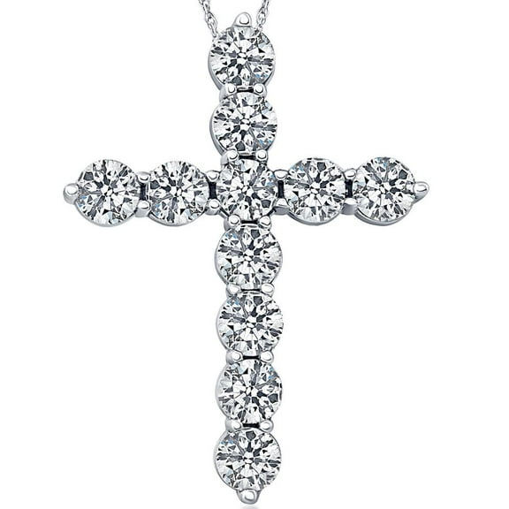 Pompeii 3 Ct Diamond Cross Pendant 14k White Gold Necklace Lab Grown (F,VS)