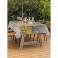 thumbnail image 3 of Outdoor Tablecloth with Umbrella Hole for Patio/Picnic/Party/Camping, Yellow Grey Abstract Waterproof Table Cloth Rectangle Table Cover Washable, Gradient Geometric Graffiti Retro Wooden (52"x 70"), 3 of 8