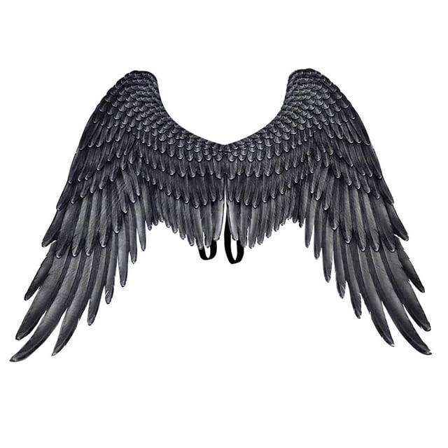 Ounissouiy Disfraz de alas de ángel grandes 3D para Halloween, accesorio de hada no tejido, suministros para fiestas temáticas de carnaval para Kits de decoración para fiestas Negro