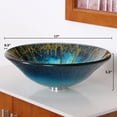 thumbnail image 4 of Elite Hand Painted Enchantment Tempered Glass Bathroom Vessel Fanfare Rim Sink with Gold Pop-up Drain and Mounting Ring - 1309+P01008G, 4 of 6