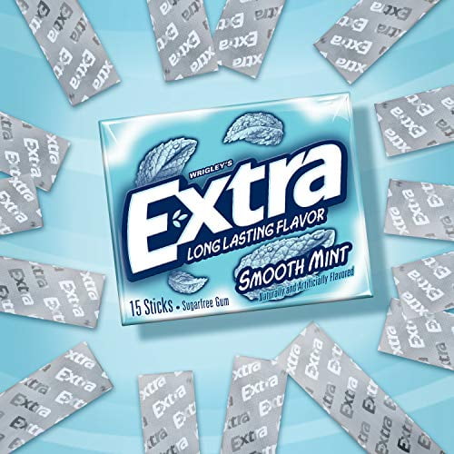 EXTRA Gum Smooth Mint Chewing Gum, 15 Pieces (Pack of 10)