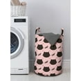 thumbnail image 3 of Cat Laundry Bag, Dark Head Silhouettes Hand Writing and Dots Girlish Kids Design Abstract, Hamper Basket with Handles Drawstring Closure for Laundromats, 13" x 19", Coral Seal Brown, by Ambesonne, 3 of 4