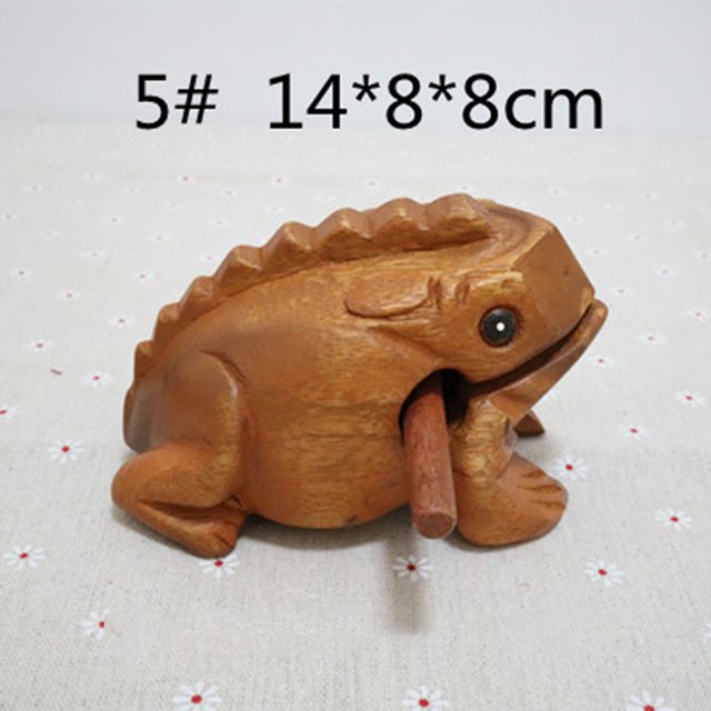 Rana de la suerte de madera, artesanía tradicional tailandesa, instrumento musical que croa, decoración para el hogar y la oficina, adorno tallado Fengshui, juguete para niños, regalo