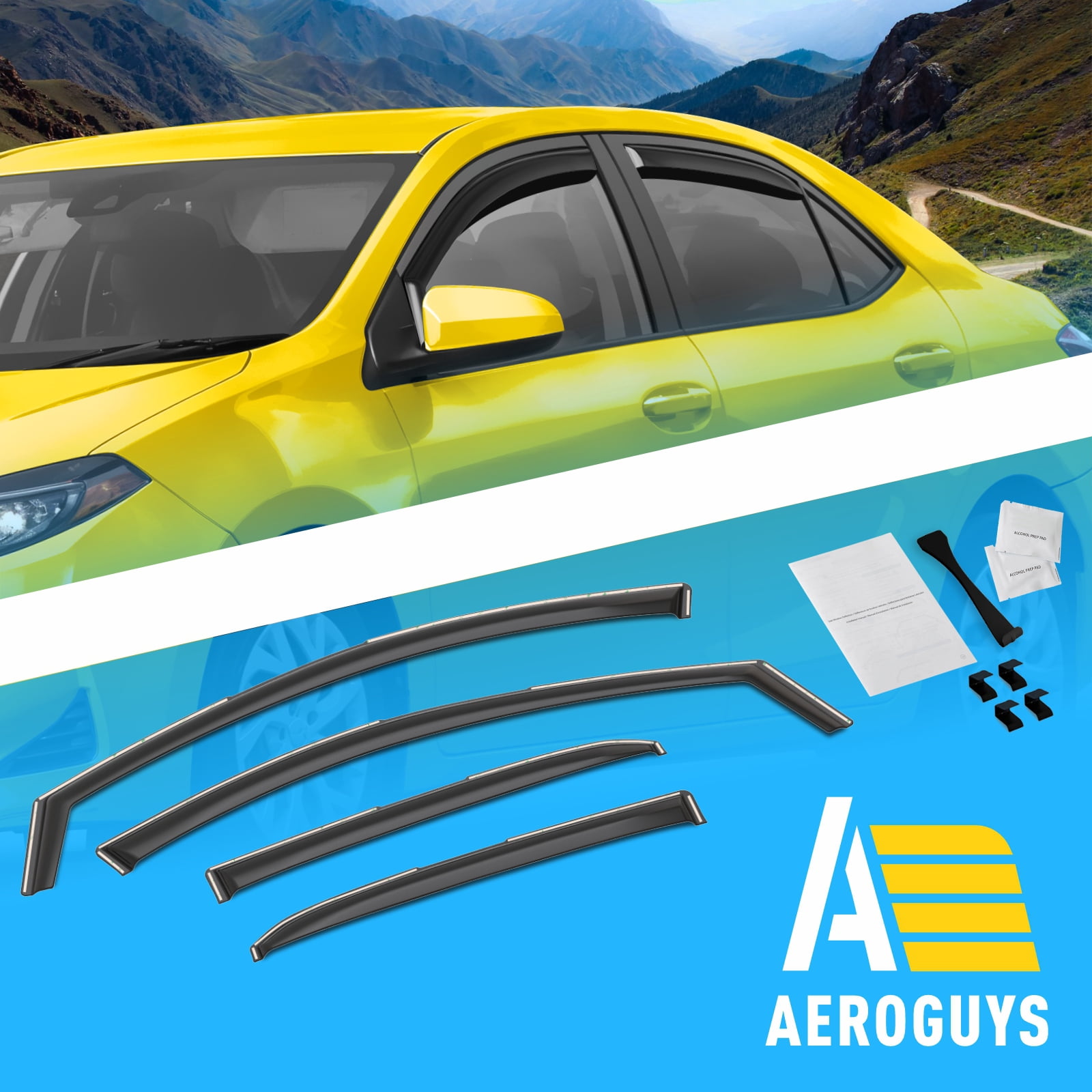 Extra Durable Window Deflectors In-Channel Window Visors Rain Guards Fit for Toyota Corolla 2014-2019 Sedan, Sun Visors, Wind Vent Visors, Window vent shades, Exterior Car Accessories - 4 pcs. AG0669
