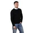 thumbnail image 6 of Socal Look Men's Sweater Crew Neck Long Sleeve Acrylic Pullover Black, M, 6 of 7