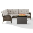 thumbnail image 3 of Opohoro 6-Person Outdoor Wicker Patio Sectional Dning Set with Rectangular Propane Firepit Table for Backyard, Beige, 3 of 13
