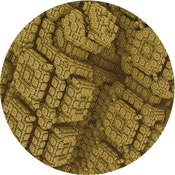 Ahgly Company Indoor Round Patterned Caramel Brown Area Rugs, 8' Round