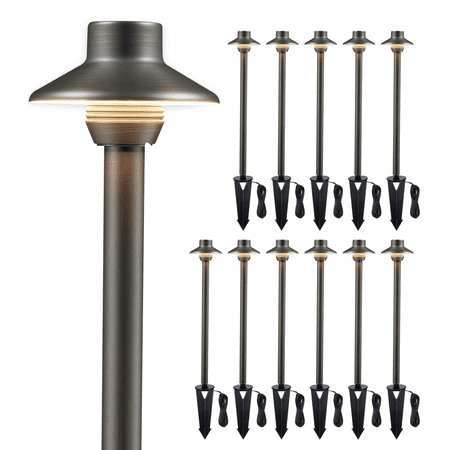 Gardenreet Brass Low Voltage Pathway Lights, 12V Outdoor LED Landscape Path Lights(Mini) for Walkway Driveway Garden Yard Without G4 Bulb(12 Pack)