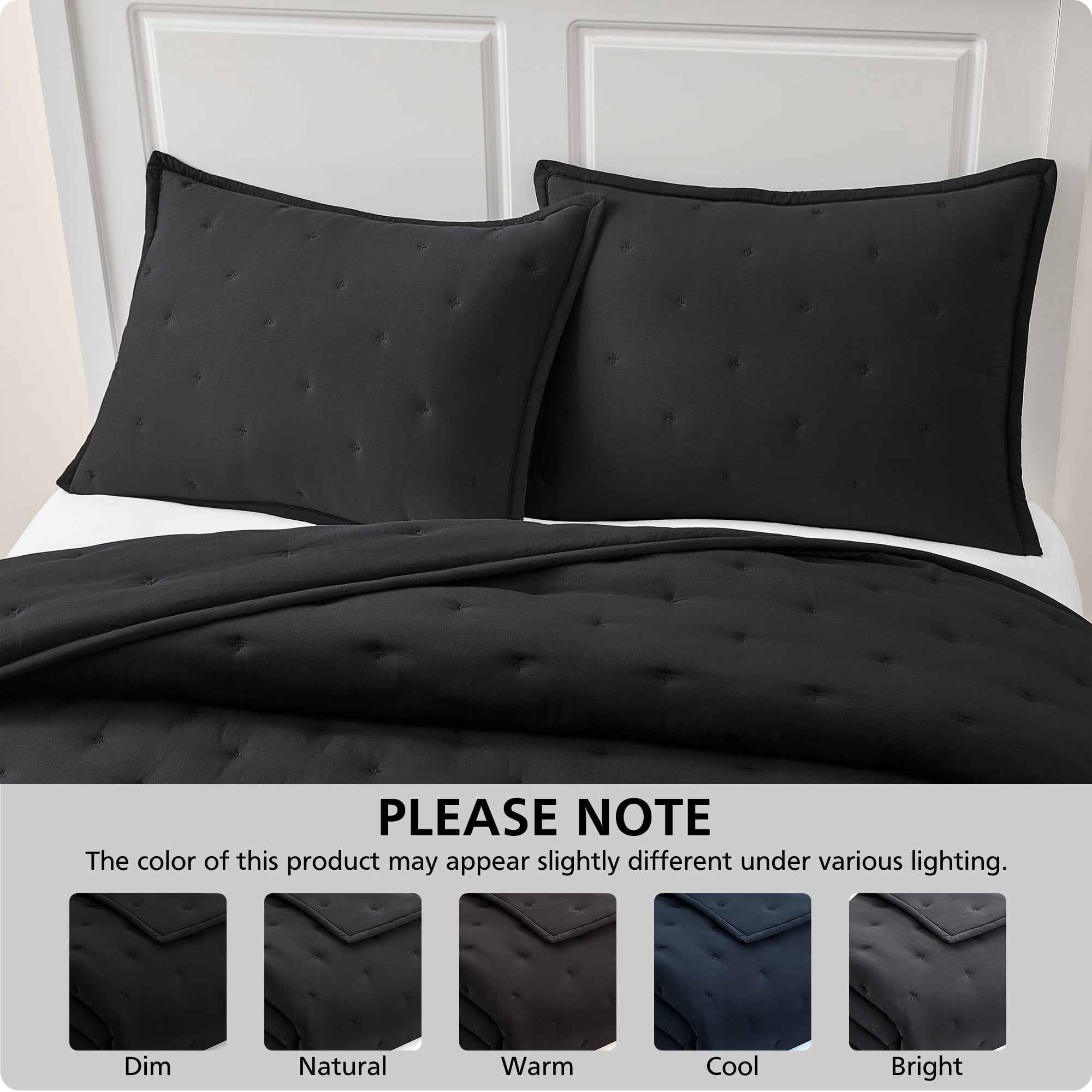 Mainstays King Comforter Set, All-Season, 3-Piece, Black
