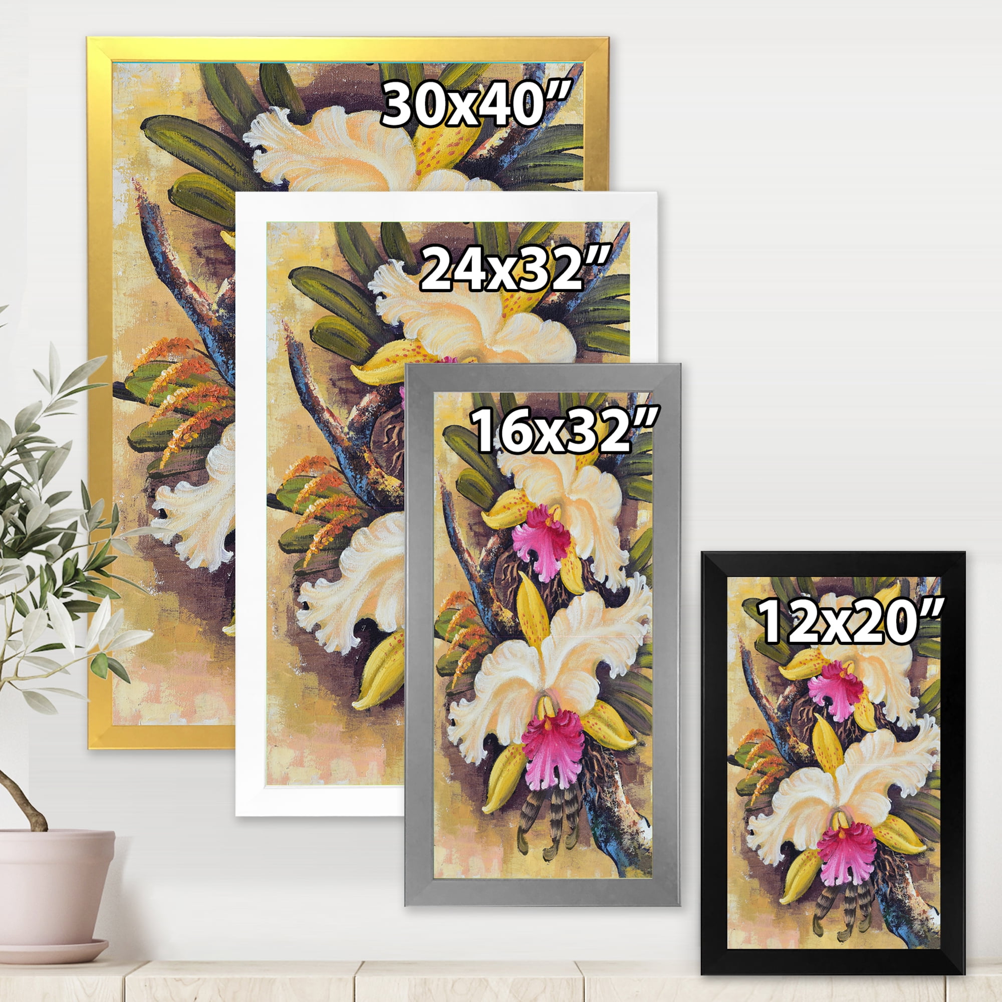 Designart 'Ancient Forest Orchids II' Traditional Framed Art Print