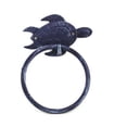 thumbnail image 2 of Hampton Nautical Dark Blue Whitewashed Cast Iron Towel Holder 7"-Sea Turtle Beach Decor, 2 of 7
