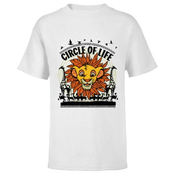 Disney The Lion King 30th Anniversary Simba Circle of Life - Short Sleeve T-Shirt for Kids - Customized-White