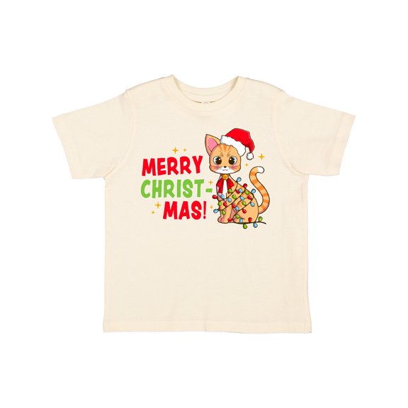 Inktastic Merry Christmas Cute Cat with Colorful Lights Boys or Girls Toddler T-Shirt