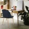 thumbnail image 2 of Sillas de Comedor de Terciopelo con Patas de Acero Acabado Tipo Madera Estilo Moderno - Sillas de Comedor Tapizadas Minimalista con Relleno Suave Set 2 Piezas Negro, 2 of 5