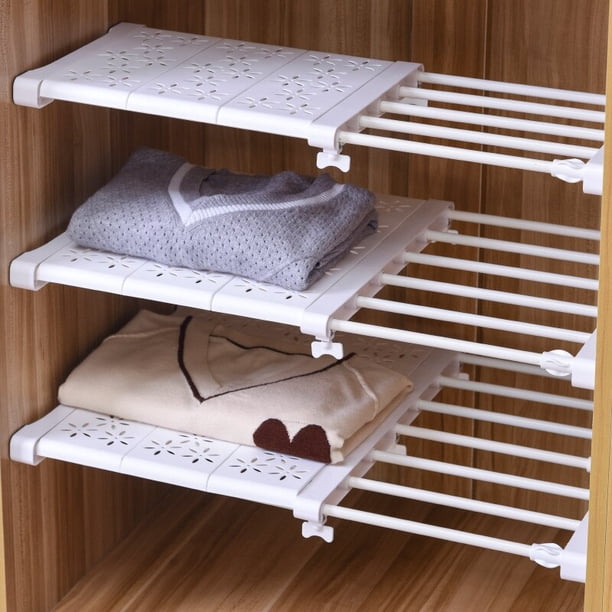 Adjustable Closet Organizer Storage Shelf Wall Mounted Kitchen Rack Space Saving Wardrobe Bathroom Retractable Cabinet Holders38-60CMUnited States He Qiyong unisex