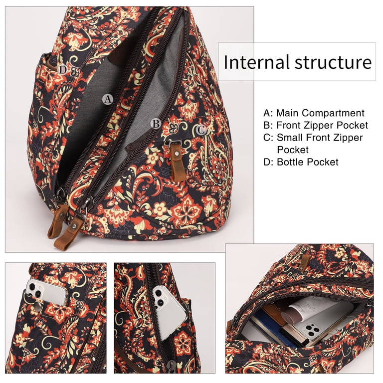 KL928 Digital Floral Sling Backpack for Women Men Small  display picture 1