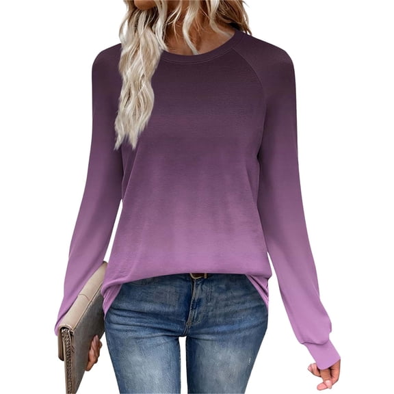 XFLWAM Long Sleeve Shirts for Women Spring Summer Casual Crewneck T Shirt Lightweight Loose Fit Soft Tunic Tops