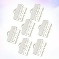thumbnail image 3 of CIMAXIC 100PCS 1CM Plated Ribbon Ends Metal Fastener Clasps Textured Crimp End Clamps Cord Ends Buckles Zipper Clips DIY Jewelry Accessories (Silver),0.39"X0.2"X0.2", 3 of 4