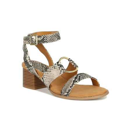

Women Ring Vamp Open Toe Ankle Strap Block Heel Sandal 19103
