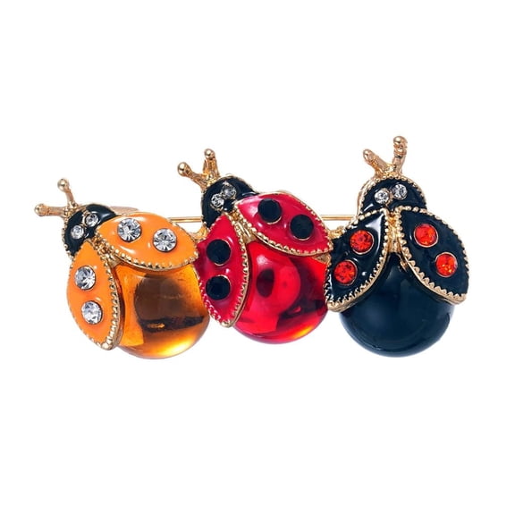 Necvior 3 Colorful Ladybugs Brooch Zinc Alloy Lightweight Jewelry For Party Daily Wear