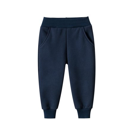 Generic Fleece Jogger Sweatpants Toddler Baby Warm Cotton Trousers Baggy Joggers/Elastic Waist Sports Pants with Pocket, Athletic Open Bottoms