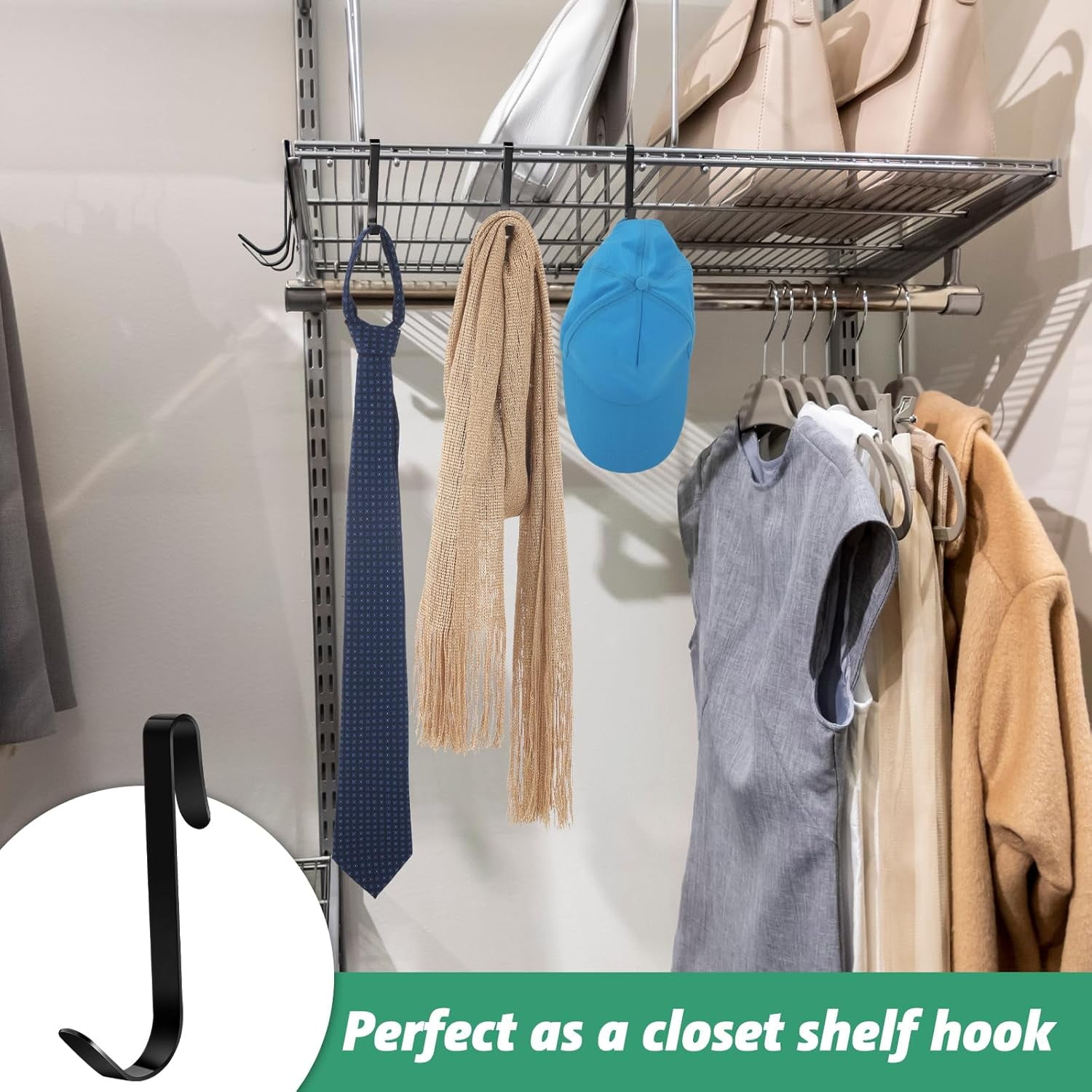 TrendMallOasis  6 Pcs J Hook for Wire Shelving 3.6 Inch Large Heavy Duty Metal Shelf Hooks for Wire Shelves Racks Closet Shelving Accessories