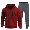 thumbnail image 5 of ibiyuan Mens Track Suit Cotton Long Sleeve Hoodies and Sweatpants Men's Sweatsuits Y2kCasual Training Sweatsuit,2PCS,, 5 of 5