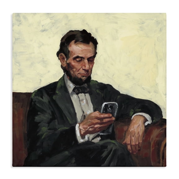 Stupell Industries Bohemian Abe with Cellphone Canvas Art, 17 x 17, by Studio Bautista