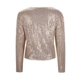 thumbnail image 1 of Veste Jeans Femme,Round Neck Long Sleeve Solid Color Cardigan Casual Versatile Sequin Jacket, 1 of 4