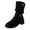 Black, variant on Mostsola Womens Motorcycle Boots Suede Slouchy Buckle Strappy Pull on Round Toe Mid Calf Boots