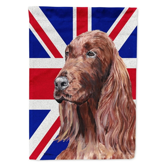 Irish Setter with English Union Jack British Flag House Flag