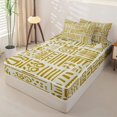 thumbnail image 2 of Erosebridal Retro Tribal Pattern Zipper Full Size Comforter Sets with Fitted Sheet and 2 Pillowcases,Abstract Mark Print Zipper Bedding Set,Green Yellow,Reversible, 2 of 6