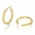 thumbnail image 2 of EOEMY Stainless Steel Hoop Earring Hypoallergenic Ear Twisted Ring Gold Silver Z281-Gold, 2 of 2